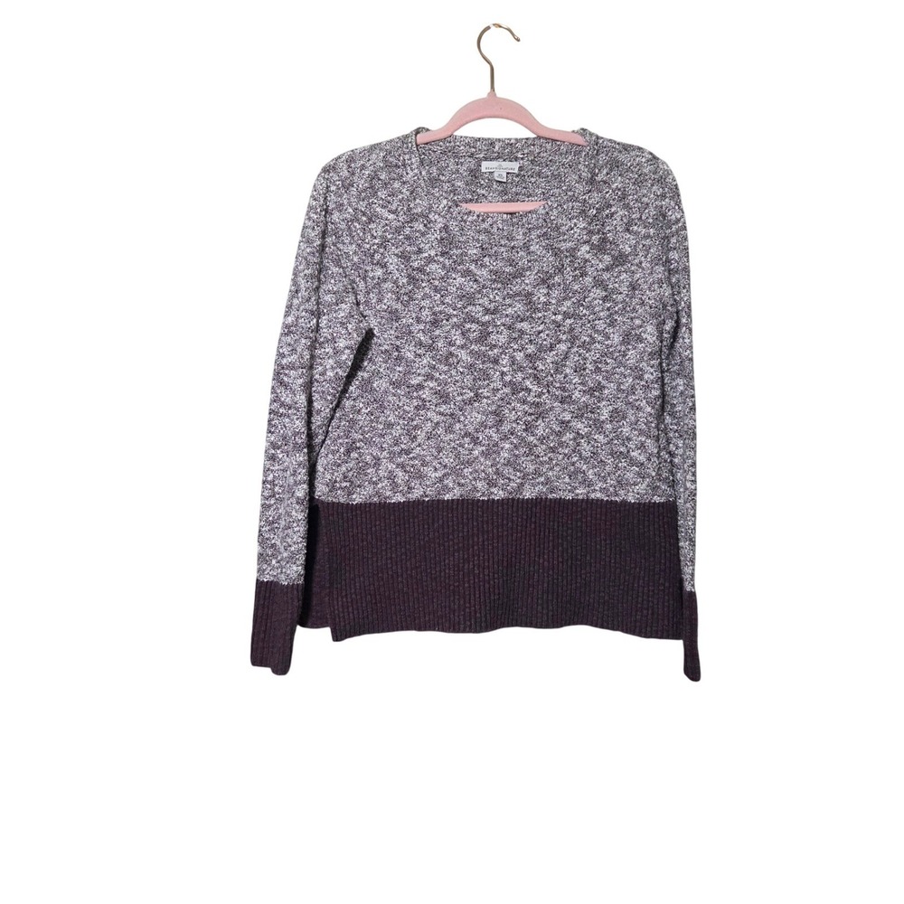 L.L.Bean Cotton Linen Sweater XS Colorblock Knit Cottagecore Preppy Cozy Fall - Picture 2 of 9